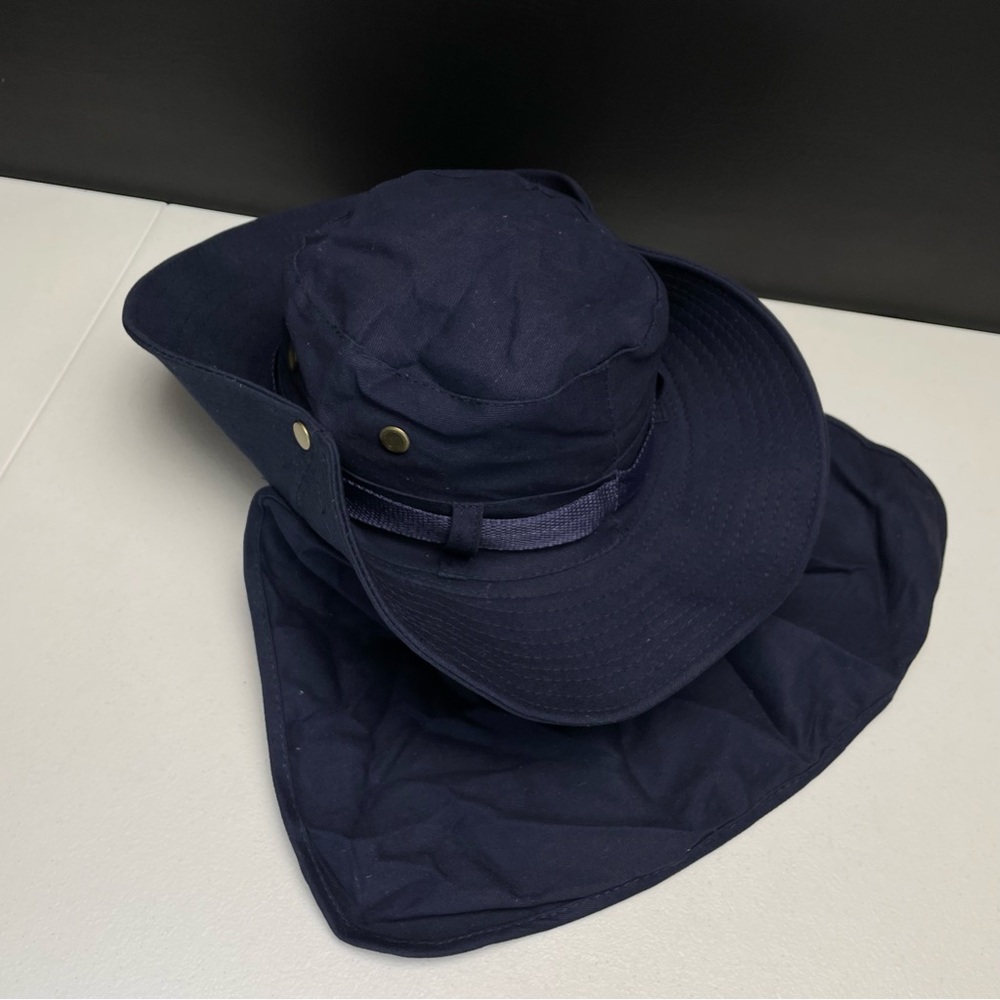 Summer Boonie Hat with Neck Flap, Wide Brim, Sun Protection Navy - Picture 4 of 6